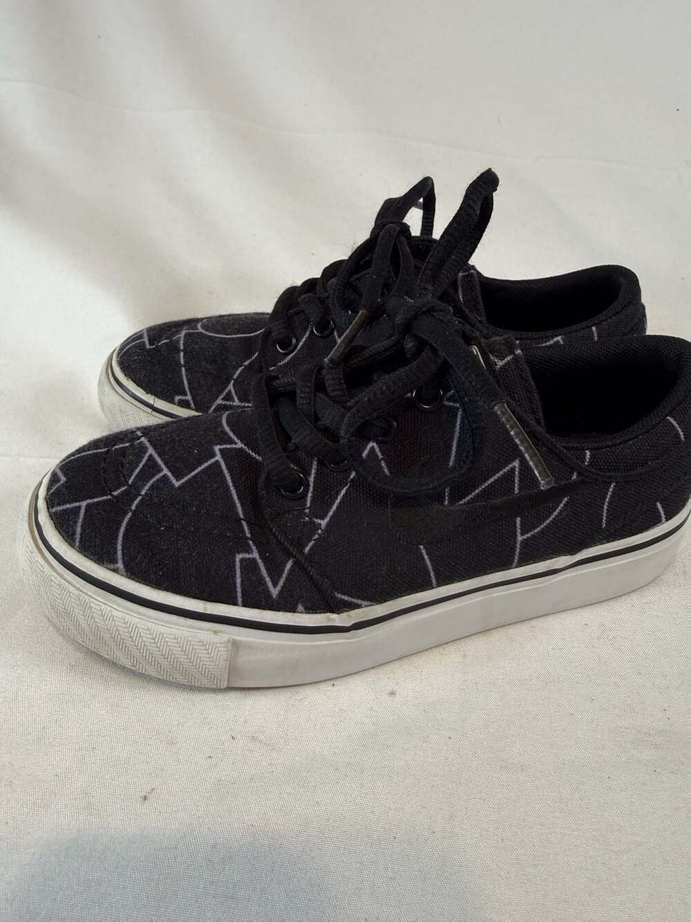 Nike Sb Stefan Janoski Youth Shoes Black Geometric Canvas Skate Sneakers Size 11